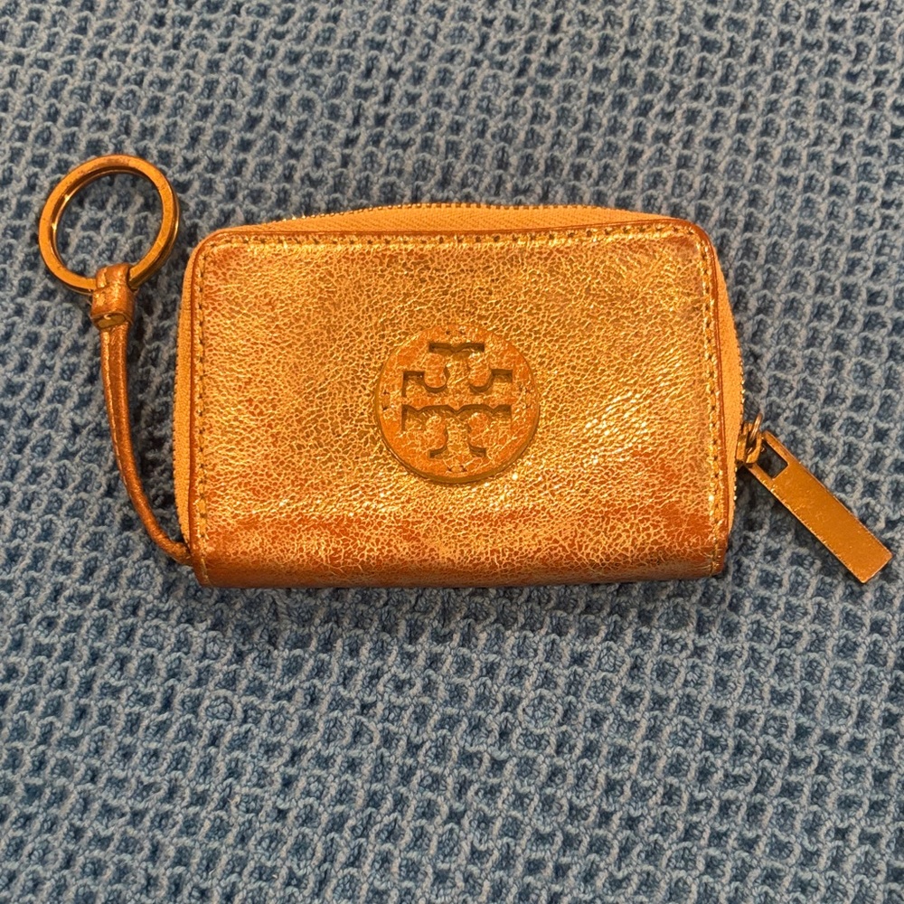 Tory Burch Metallic Gold Keychain Pouch